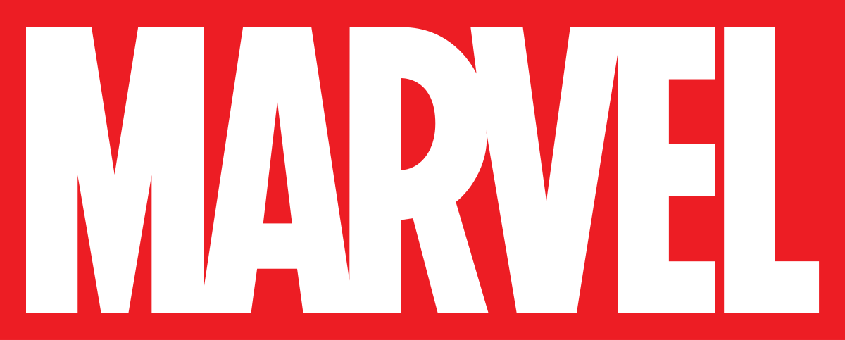Marvel logo in white on a red background